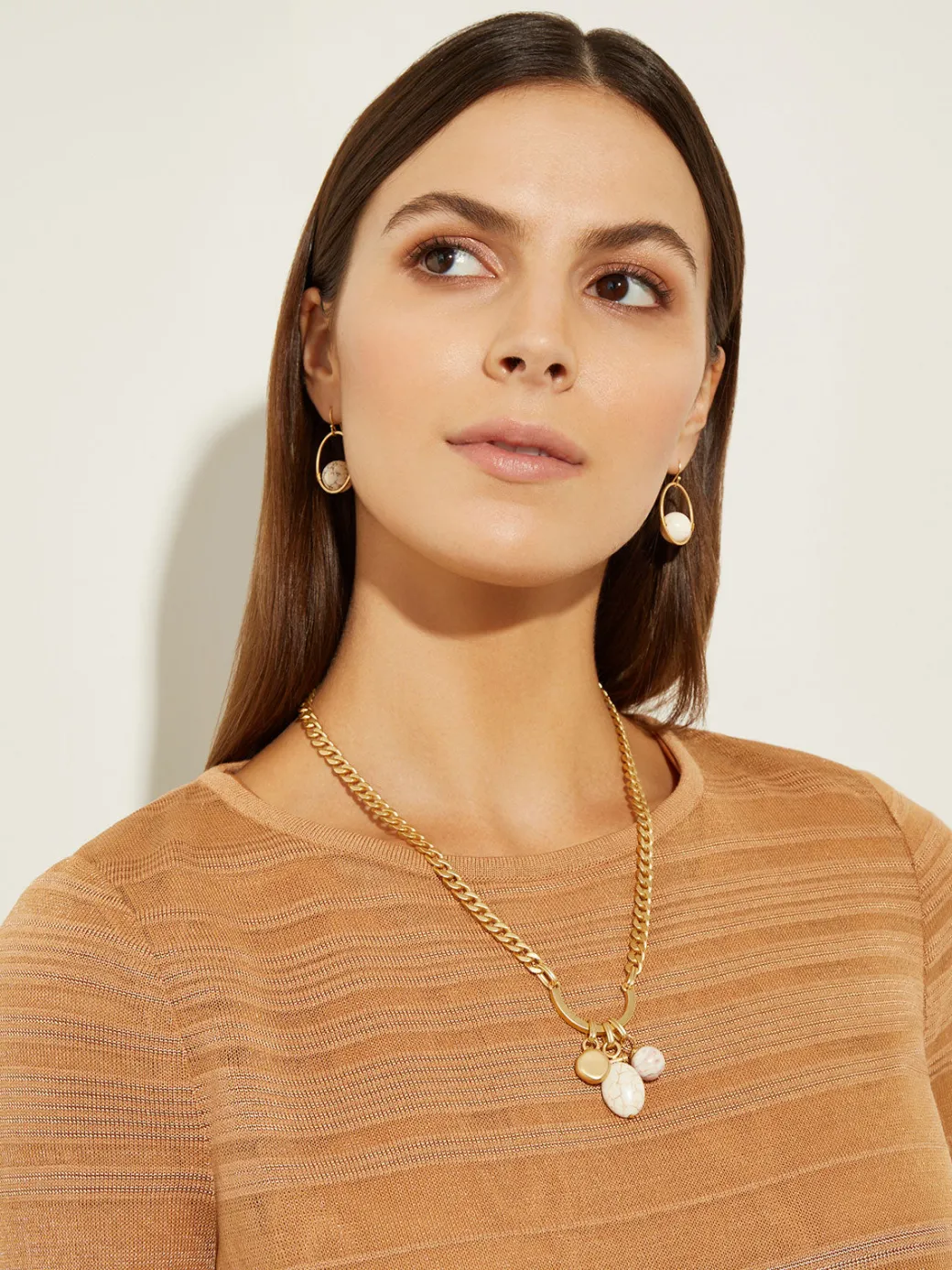 Handmade White Magnesite Pendant Chain Necklace|Misook Fashion