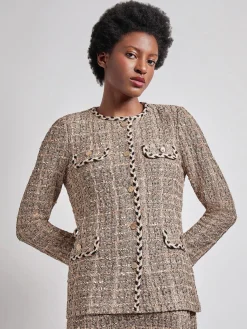 Heritage Fit Braid Trim Tweed Knit Jacket|Misook New