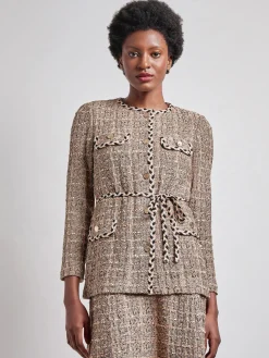 Heritage Fit Braid Trim Tweed Knit Jacket|Misook New