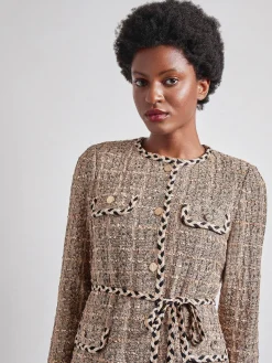 Heritage Fit Braid Trim Tweed Knit Jacket|Misook New