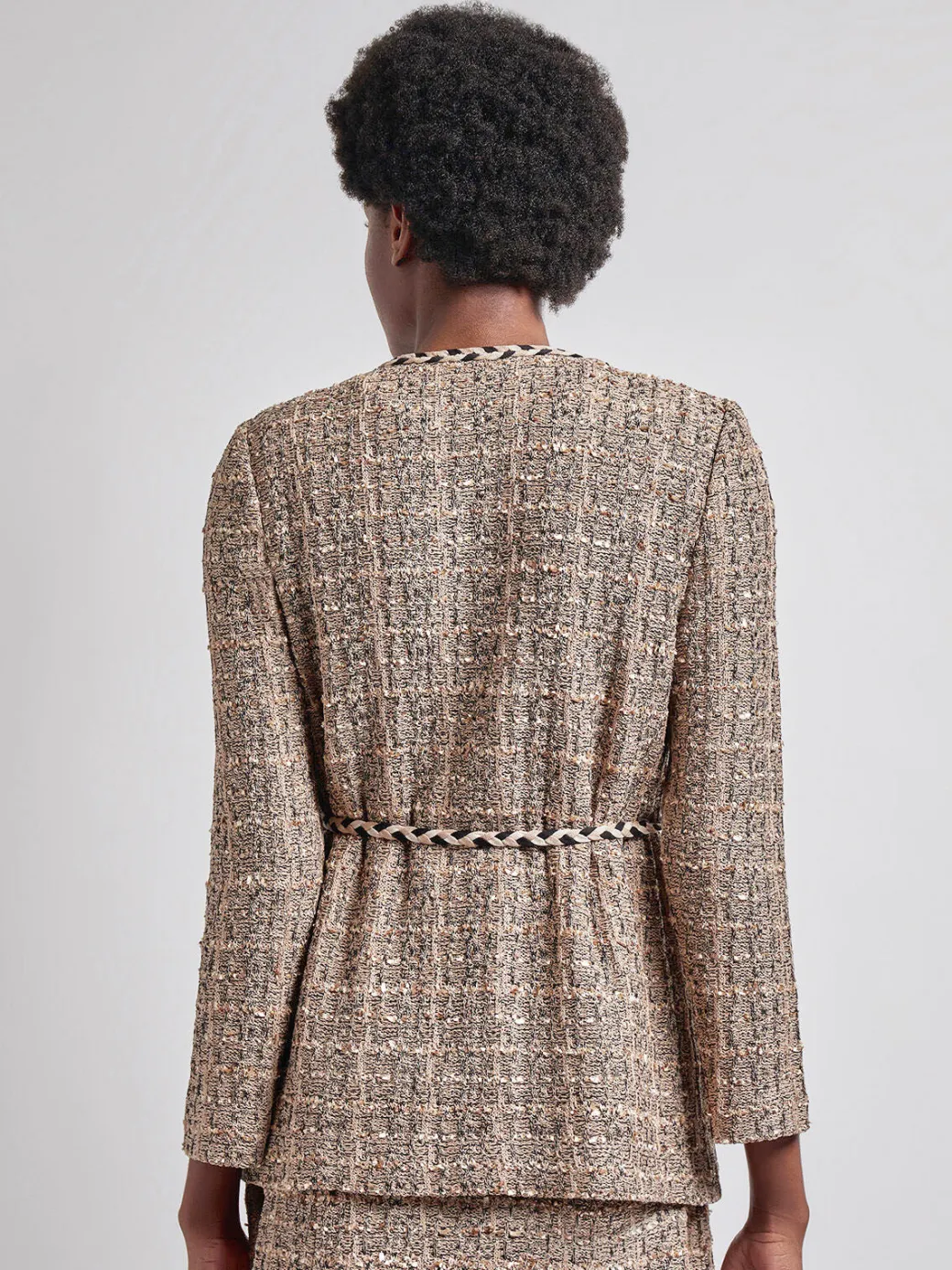 Heritage Fit Braid Trim Tweed Knit Jacket|Misook New