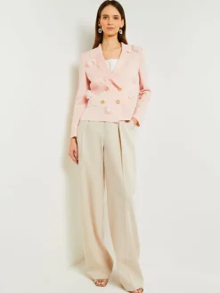 Heritage Fit Double Breasted Jacket - Floral Applique Knit|Misook Online