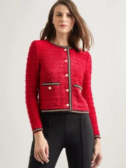 Heritage Fit Double Chain Trim Eyelash Knit Jacket|Misook Sale