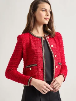 Heritage Fit Double Chain Trim Eyelash Knit Jacket|Misook Sale