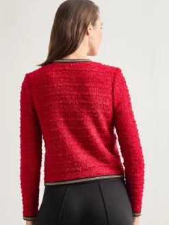 Heritage Fit Double Chain Trim Eyelash Knit Jacket|Misook Sale