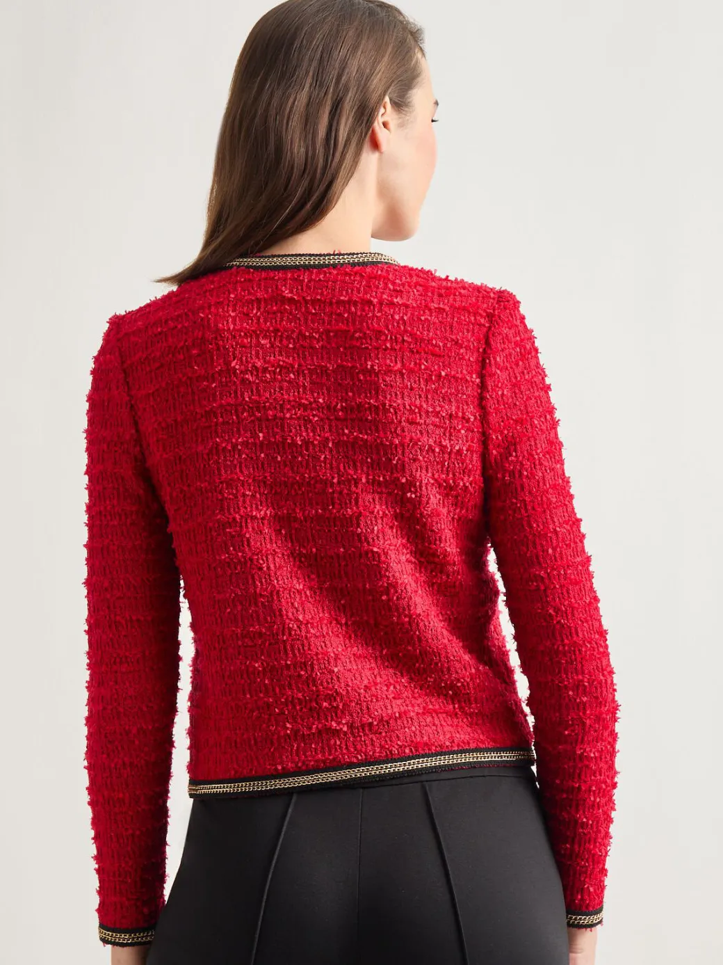 Heritage Fit Double Chain Trim Eyelash Knit Jacket|Misook Sale