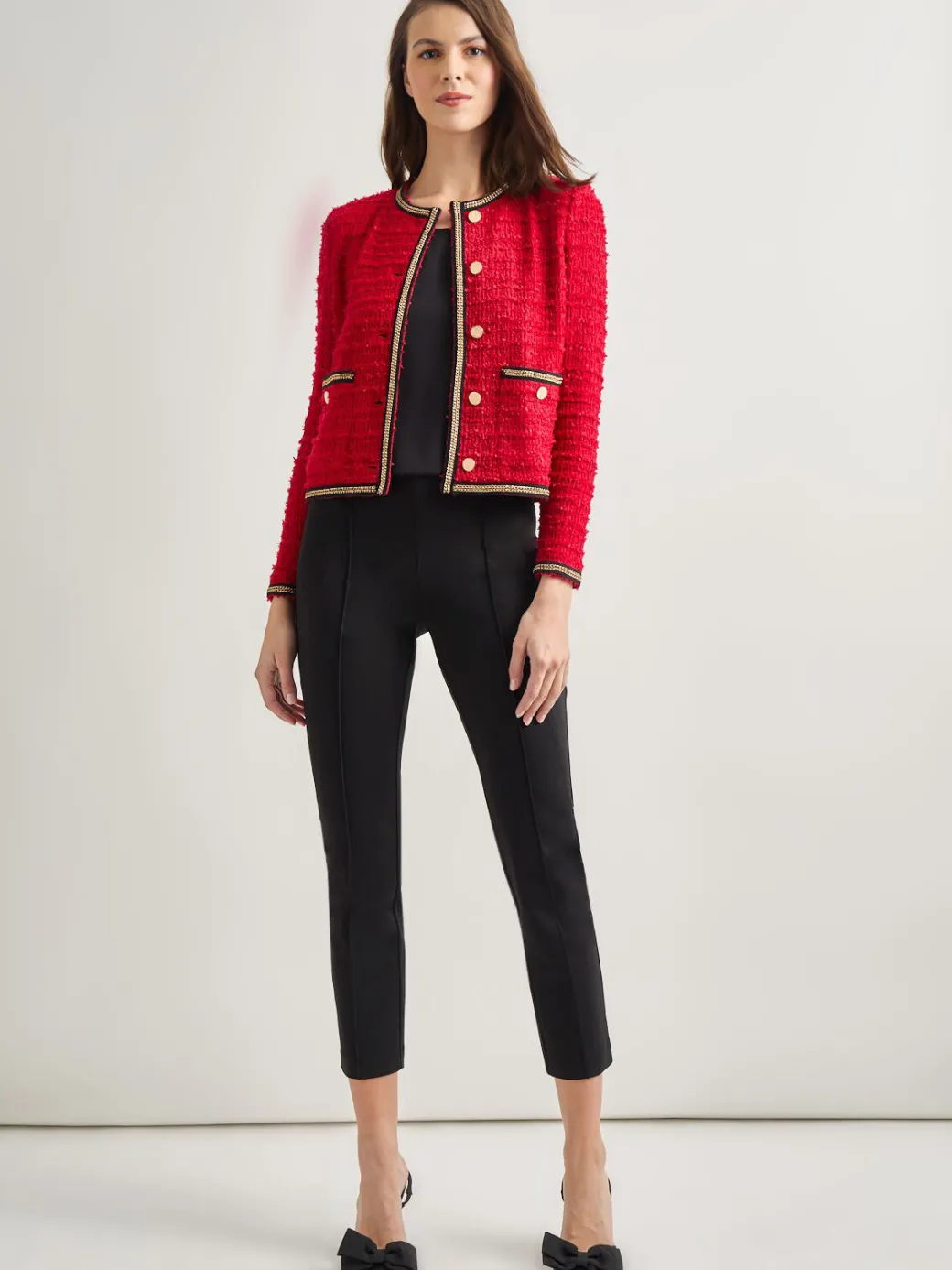 Heritage Fit Double Chain Trim Eyelash Knit Jacket|Misook Sale