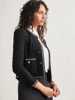 Heritage Fit Double Chain Trim Eyelash Knit Jacket|Misook Online