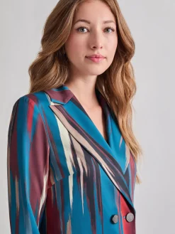 Heritage Fit Double-Breasted Brushstroke Woven Blazer|Misook New