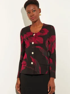 Heritage Fit Floral Button-Front Knit Jacket|Misook Hot