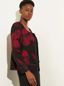 Heritage Fit Floral Button-Front Knit Jacket|Misook Hot