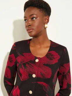 Heritage Fit Floral Button-Front Knit Jacket|Misook Hot