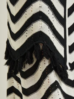 Heritage Fit Jacket - Chevron Fringe Trim Intarsia Knit|Misook New