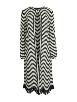 Heritage Fit Jacket - Chevron Fringe Trim Intarsia Knit|Misook New