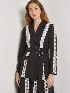 Heritage Fit Jacket - Eyelet Trim Woven Twill|Misook Discount