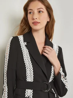 Heritage Fit Jacket - Eyelet Trim Woven Twill|Misook Discount