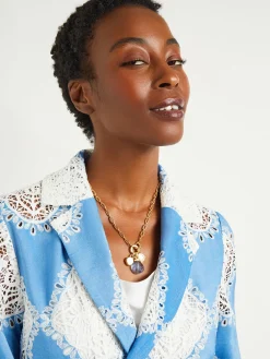 Heritage Fit Jacket - Lace Inset Novelty Woven|Misook Hot