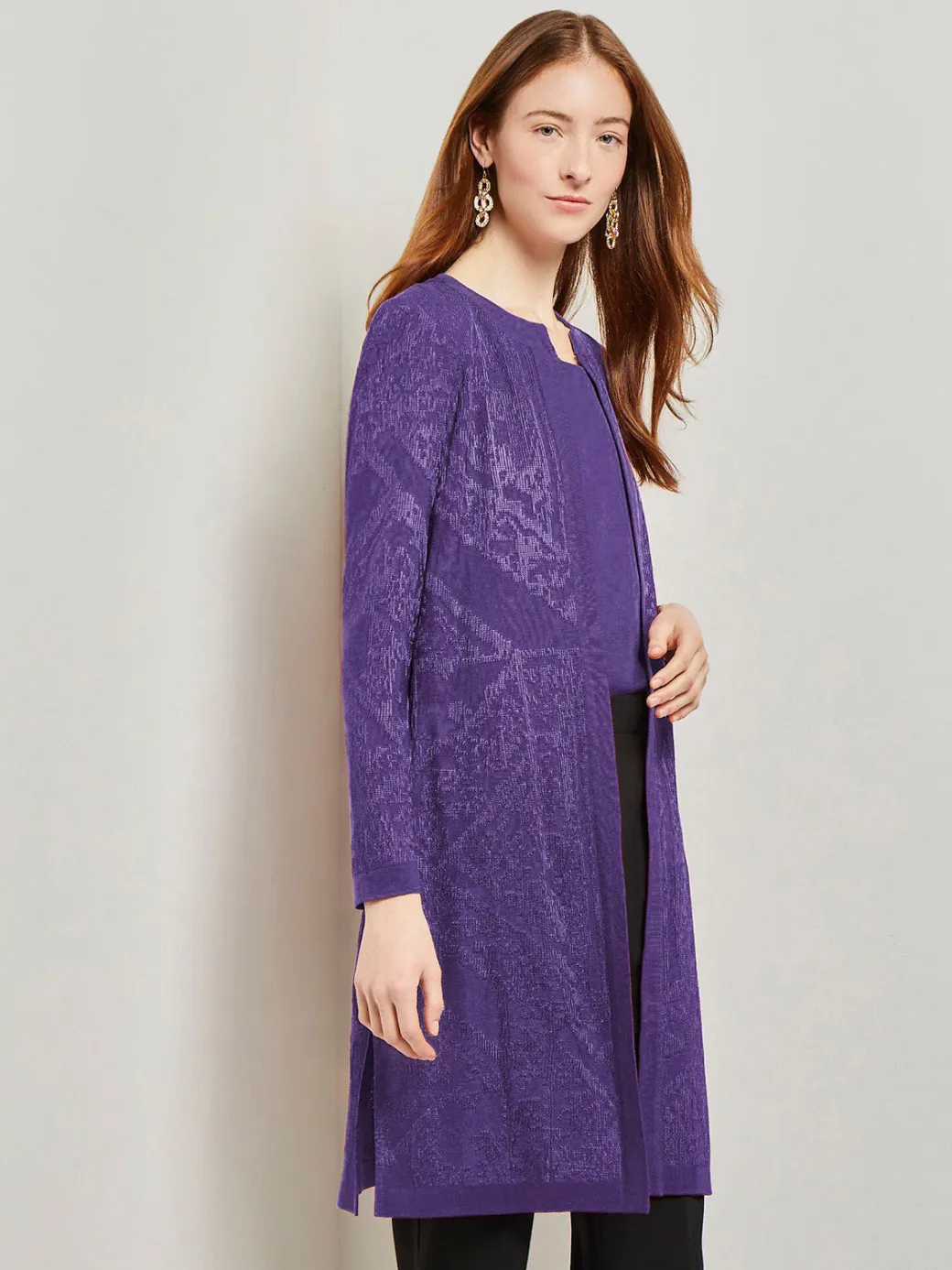 Heritage Fit Jewel Neck Jacquard Knit Jacket|Misook Discount