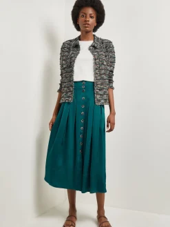 Heritage Fit Lapel Jacket - Fringe Trim Tweed Knit|Misook Online