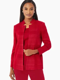 Heritage Fit Multi-Directional Pattern Knit Jacket|Misook Discount