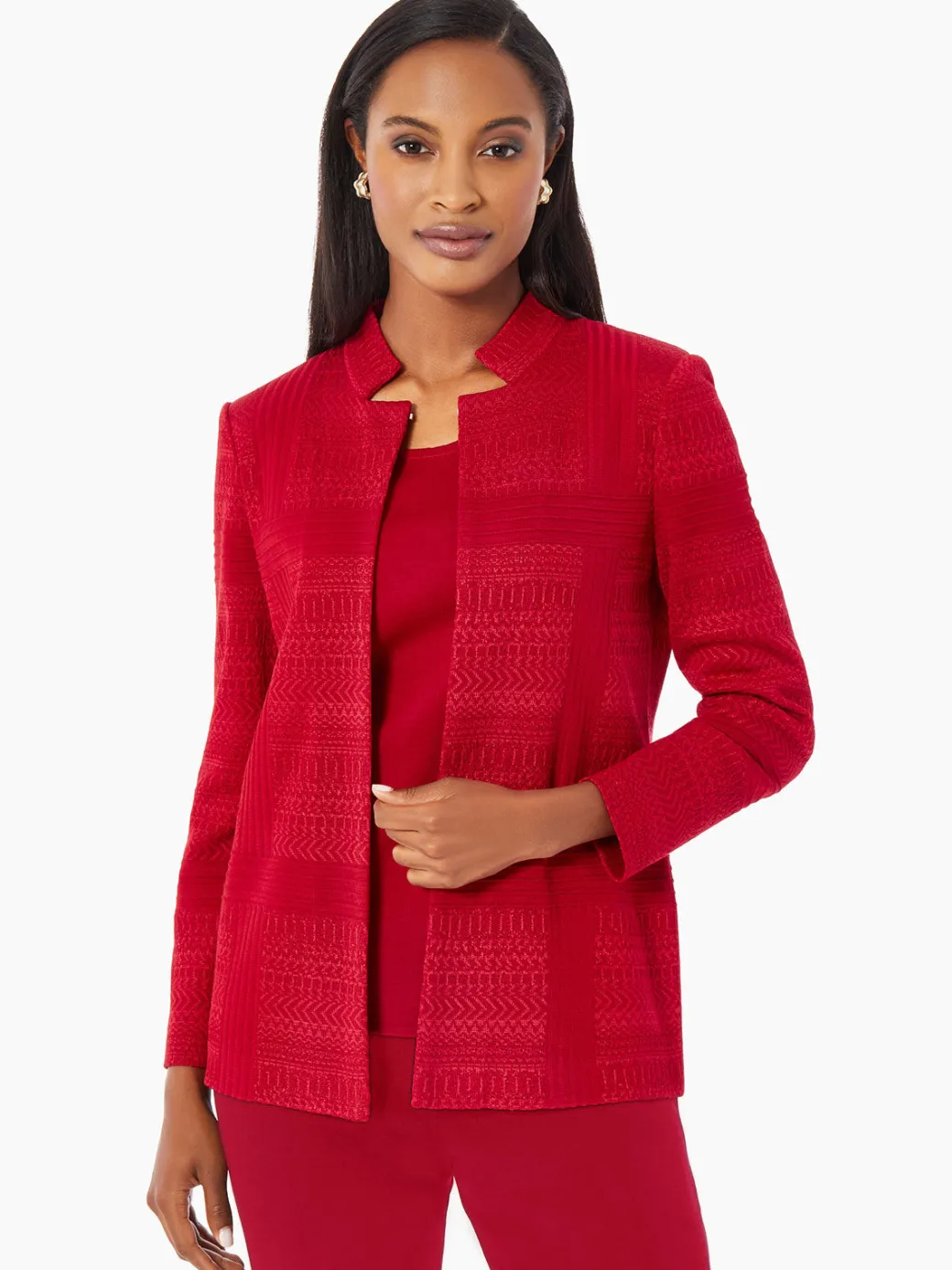 Heritage Fit Multi-Directional Pattern Knit Jacket|Misook Discount