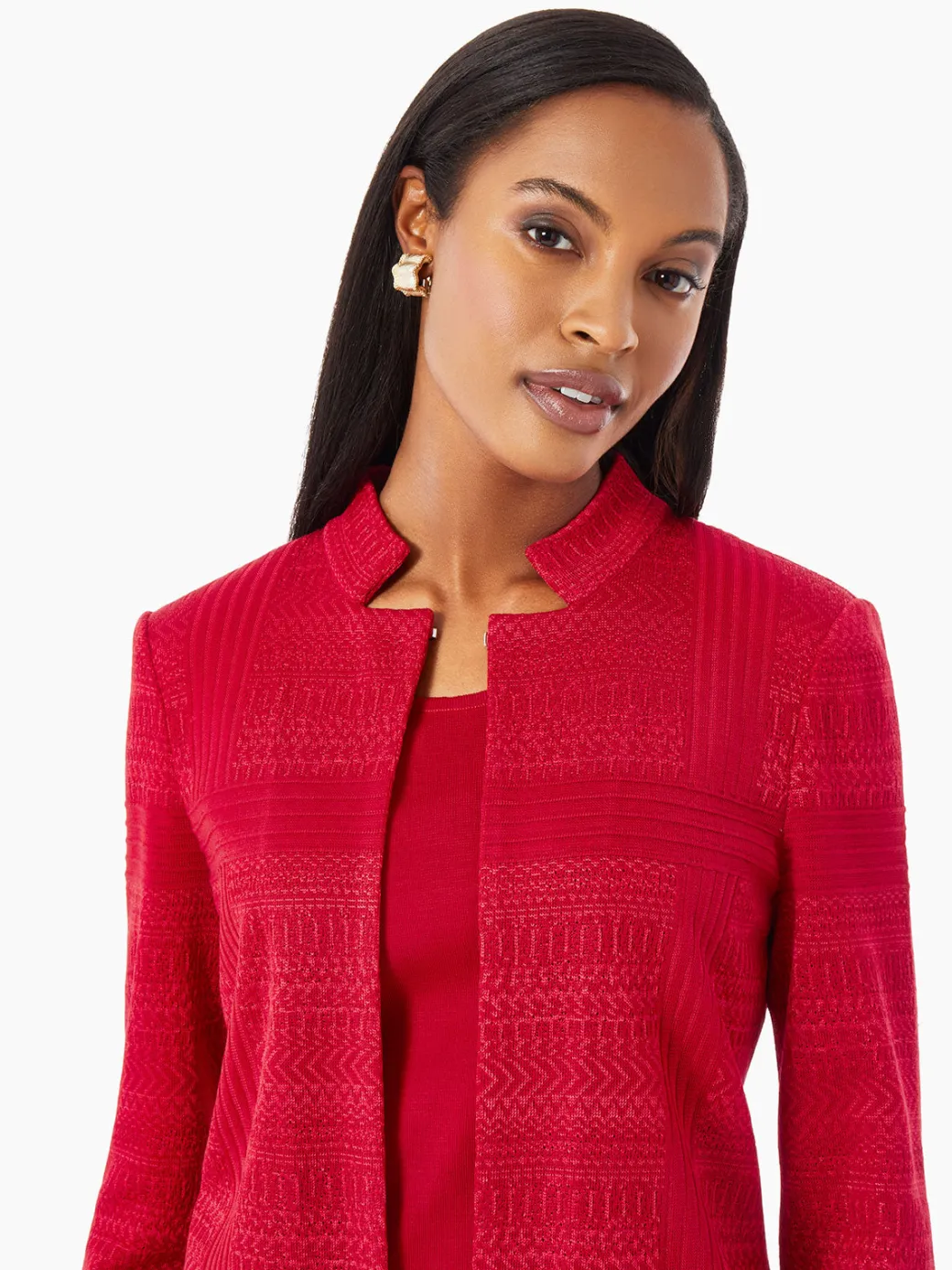 Heritage Fit Multi-Directional Pattern Knit Jacket|Misook Discount