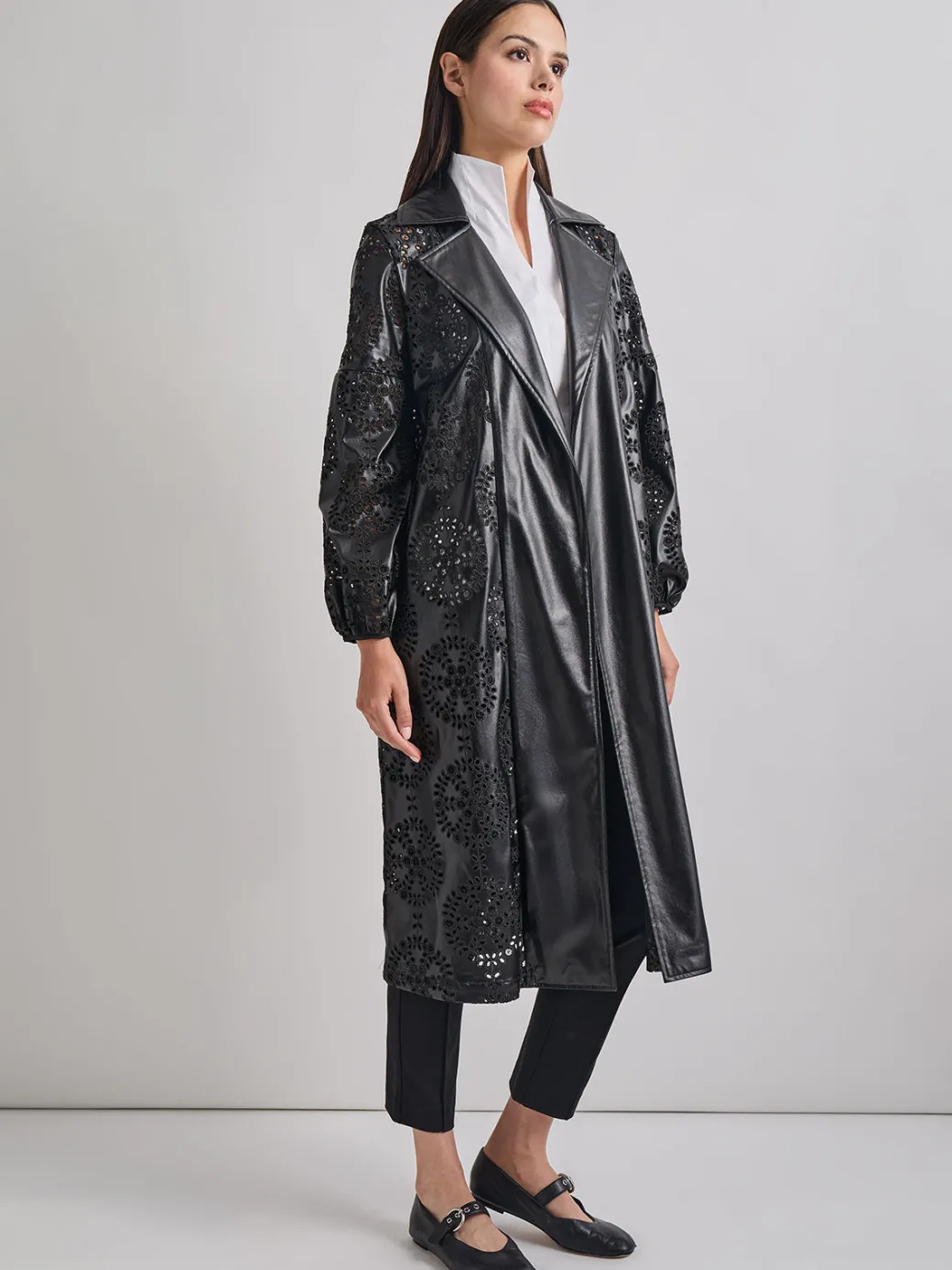 Heritage Fit Open Front Vegan Leather Jacket|Misook Clearance