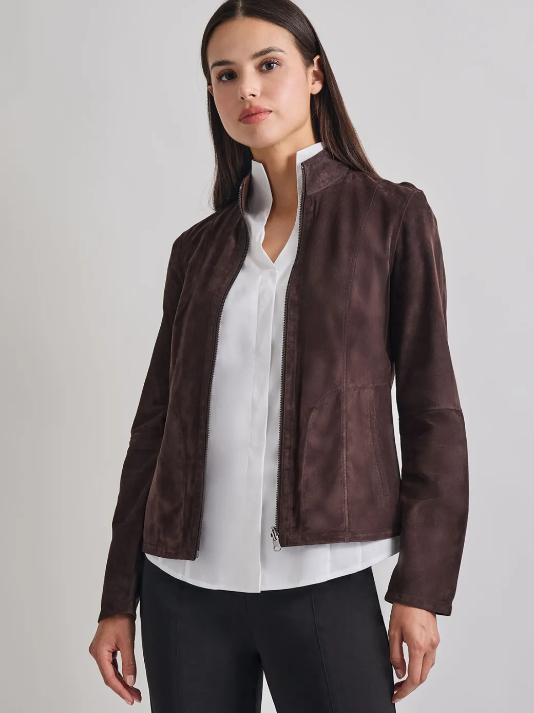 Heritage Fit Reversible Suede Leather Jacket|Misook Best