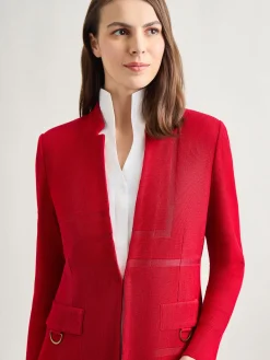 Inverted Notch Collar Tailored Knit Jacket|Misook Sale