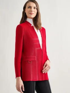 Inverted Notch Collar Tailored Knit Jacket|Misook Sale