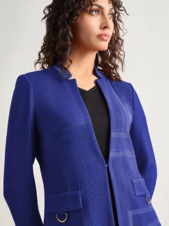 Inverted Notch Collar Tailored Knit Jacket|Misook Best