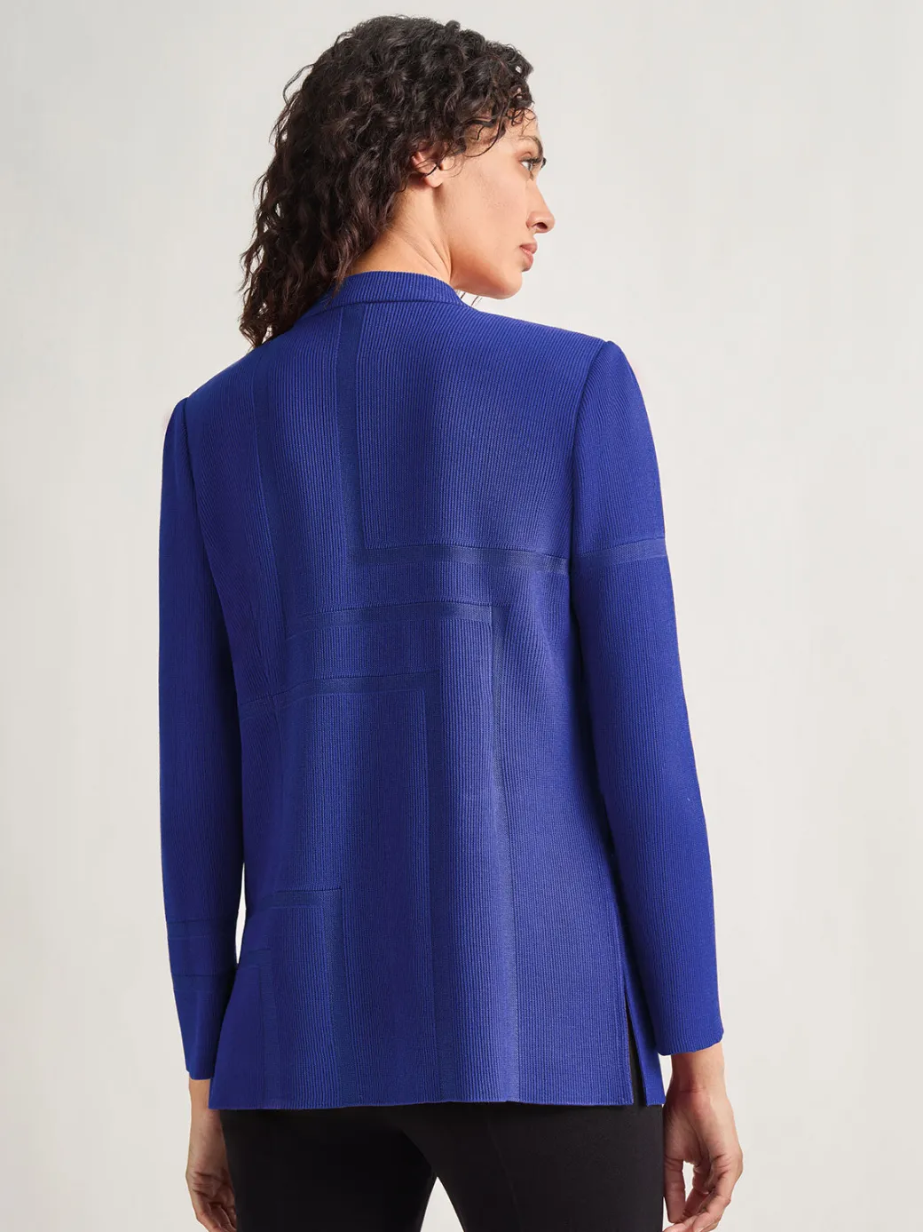 Inverted Notch Collar Tailored Knit Jacket|Misook Best