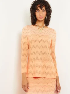 Jewel Neck Tunic - Ombre Pointelle Soft Knit|Misook Clearance