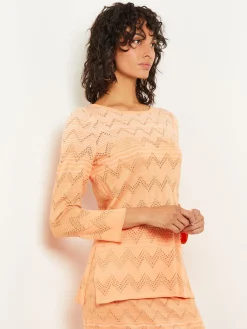 Jewel Neck Tunic - Ombre Pointelle Soft Knit|Misook Clearance