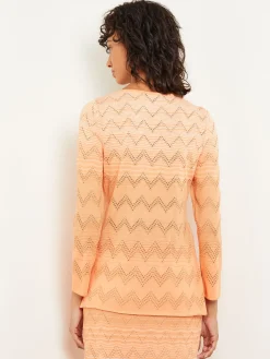 Jewel Neck Tunic - Ombre Pointelle Soft Knit|Misook Clearance