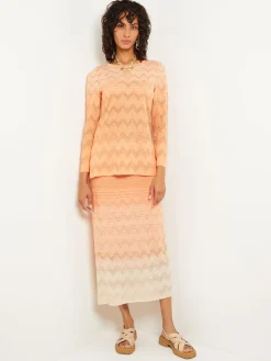 Jewel Neck Tunic - Ombre Pointelle Soft Knit|Misook Clearance