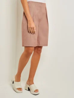 Knee Length Bermuda Shorts - Pleated Woven|Misook Hot