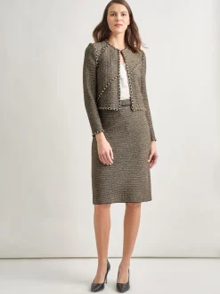 Knee-Length Lurex Knit Straight Skirt|Misook Discount