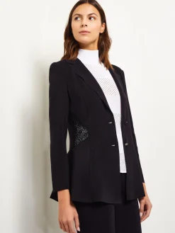 Lace Accent Tailored Knit Blazer|Misook Best