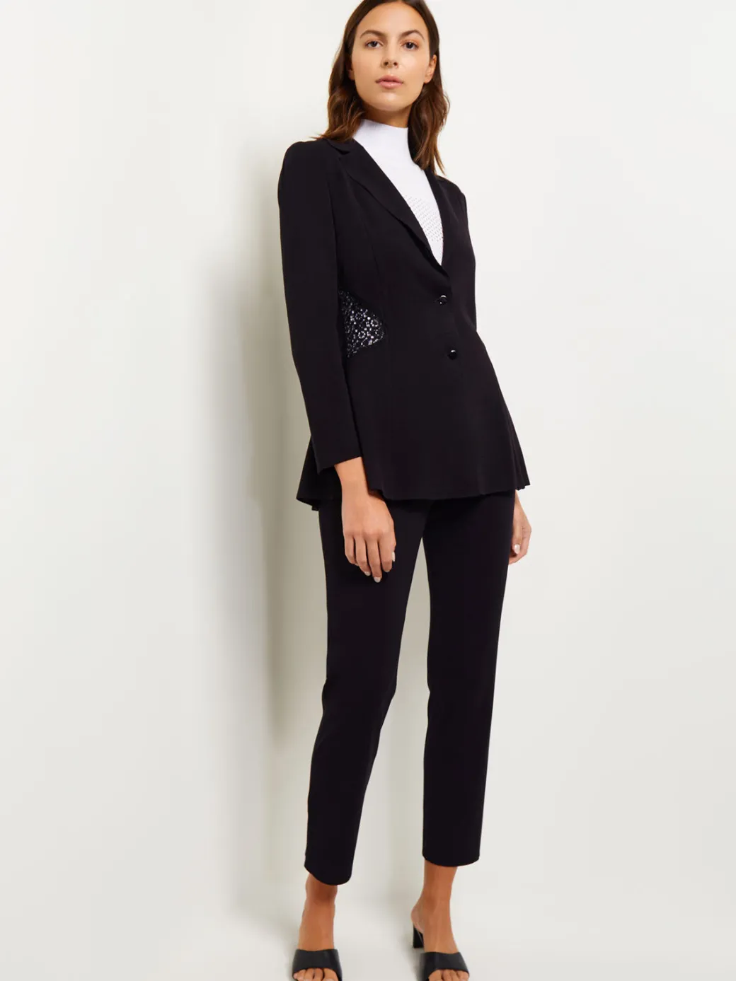 Lace Accent Tailored Knit Blazer|Misook Best
