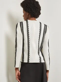 Lace Applique Woven Blouse|Misook Best