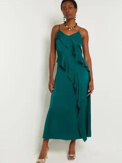 Maxi A-Line Dress - Ruffled Crepe De Chine|Misook Discount