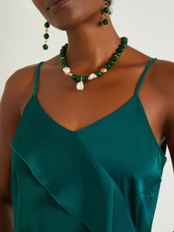 Maxi A-Line Dress - Ruffled Crepe De Chine|Misook Discount