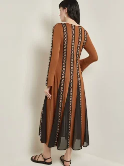 Maxi A-Line Dress - Sheer Panel Soft Knit|Misook Online