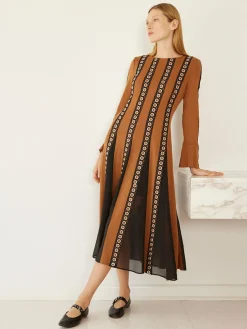 Maxi A-Line Dress - Sheer Panel Soft Knit|Misook Online