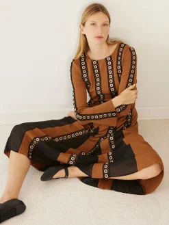 Maxi A-Line Dress - Sheer Panel Soft Knit|Misook Online