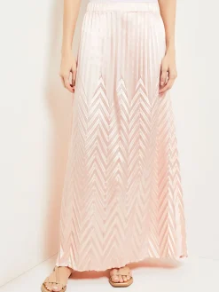 Maxi A-Line Skirt - Chevron Textured Crepe de Chine|Misook Sale