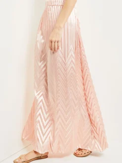 Maxi A-Line Skirt - Chevron Textured Crepe de Chine|Misook Sale