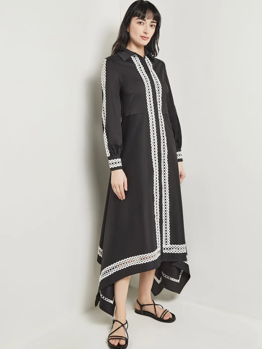 Maxi Dress - Eyelet Trim Cotton|Misook Clearance