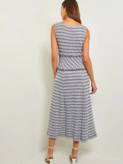 Maxi Drop Waist Dress - Fringe Trim Soft Tweed Knit|Misook Sale